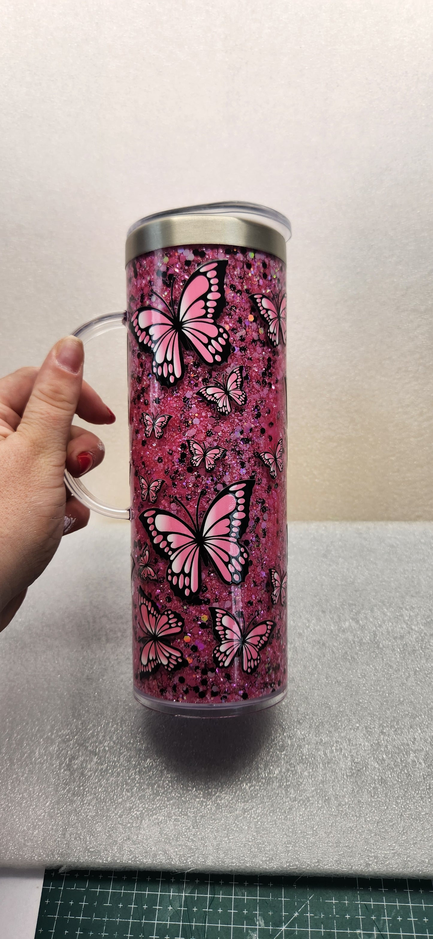 Stainless Steel Butterfly Snowglobe 20oz