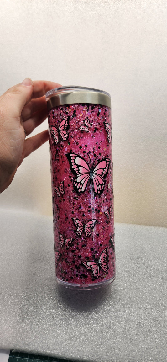 Stainless Steel Butterfly Snowglobe 20oz